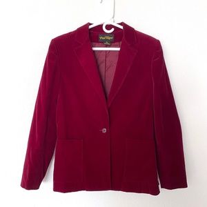 Vintage Velvet Blazer Women Size Small Cranberry Red